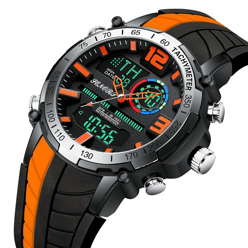 

Sports Men's Watch Digital Fashion Dual Display 50M Waterproof Silicone Watch Reloj Hombres Men Quartz Watch Relogio Masculino