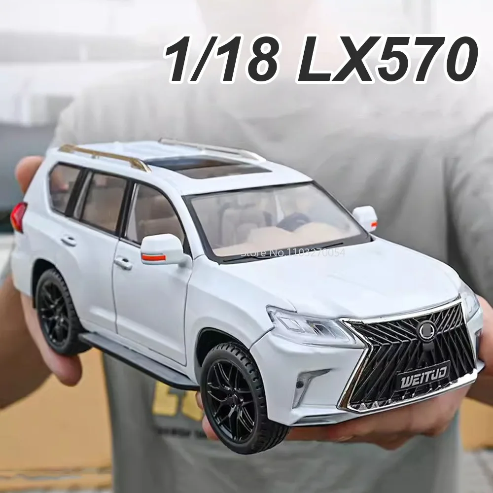 Модель автомобиля LX570 из сплава для внедорожника, модель литая крупногабаритного внедорожника со звуком, фотография, украшение, подарки для мальчиков, 1/18