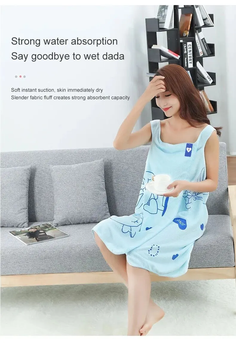 Description Picture 4 of itemWearable Bath Towel Love Rabbit Increase Thickened Adult Women Wipe Chest Bath Skirt Absorbent Sweat Steam Skirt Sauna