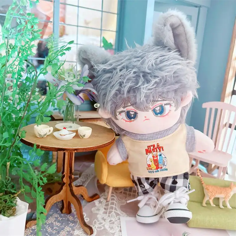 

Cute Idol Star Plush Doll Kawaii 2Pcs Khaki Vest Pants Plushies Cotton Fat Body Doll DIY Clothes Accessory Outfit Anime Soft Toy