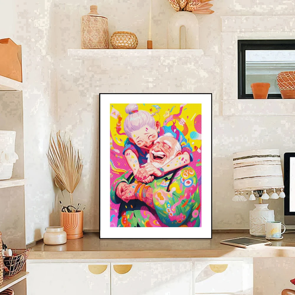 Diamond Painting 5D DIY Cartoon Diamond Painting Old Couple Full Diamond Mosaic Embroidery Couple Portrait Cross Stitch Set Art Home Decoration