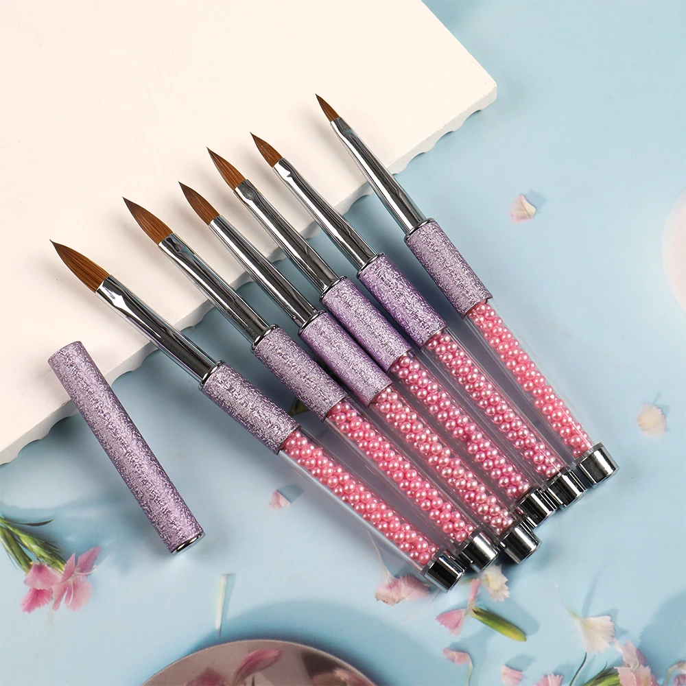 BQAN 2#4#6#8#12# Purple Pearl Nail Brush Acrylic Nail Kolinsky Brush Kolinsky Acrylic Brush For Nails Acrylic Liquid Powder 2
