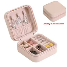 

Travel Zipper Earring Ring Case Jewelry Box Organizer Necklaces Storage Women Portable Display Bracelet PU
