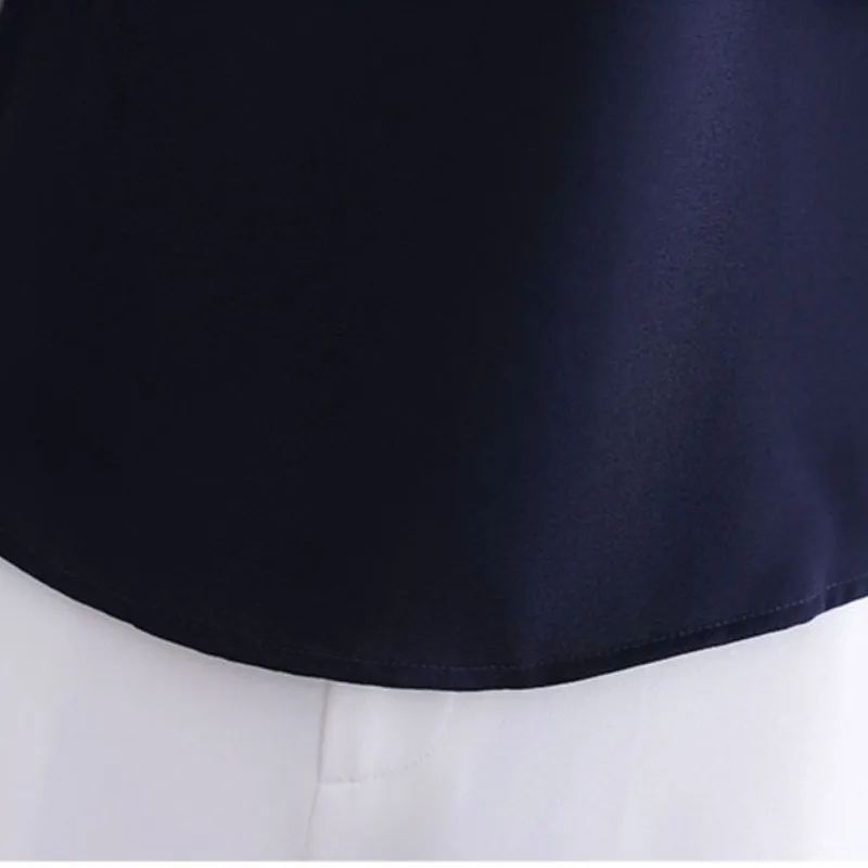 Temperament Contrasting Color Women's 2024 Summer Loose Fitting V-neck Patchwork Simple Commuting Chiffon Short Sleeved Shirt
