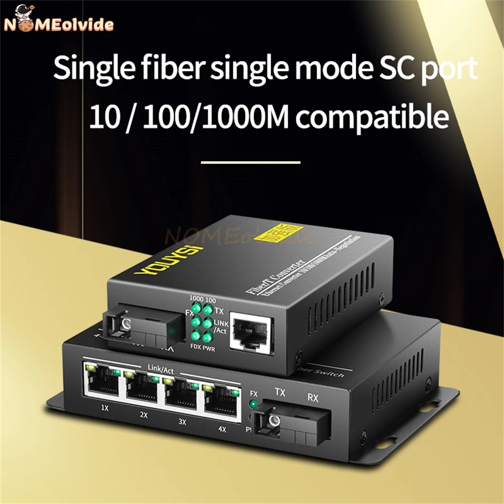 10/100/1000M 1SC/4GE POE Media Converter 3KM Single-Mode Single Fiber Optical Transceiver SC Perfect Product