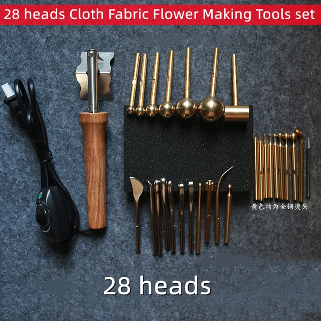 Fabric flowers with soldering iron. 