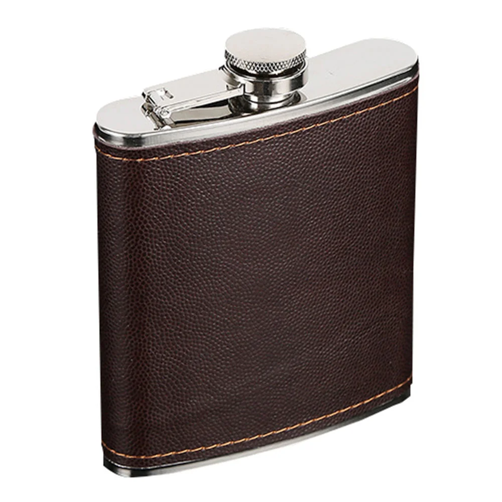 Vodka Faux Leather Rust Resistant Wine Bottle Hip Flask 5-9oz Stainless Steel 