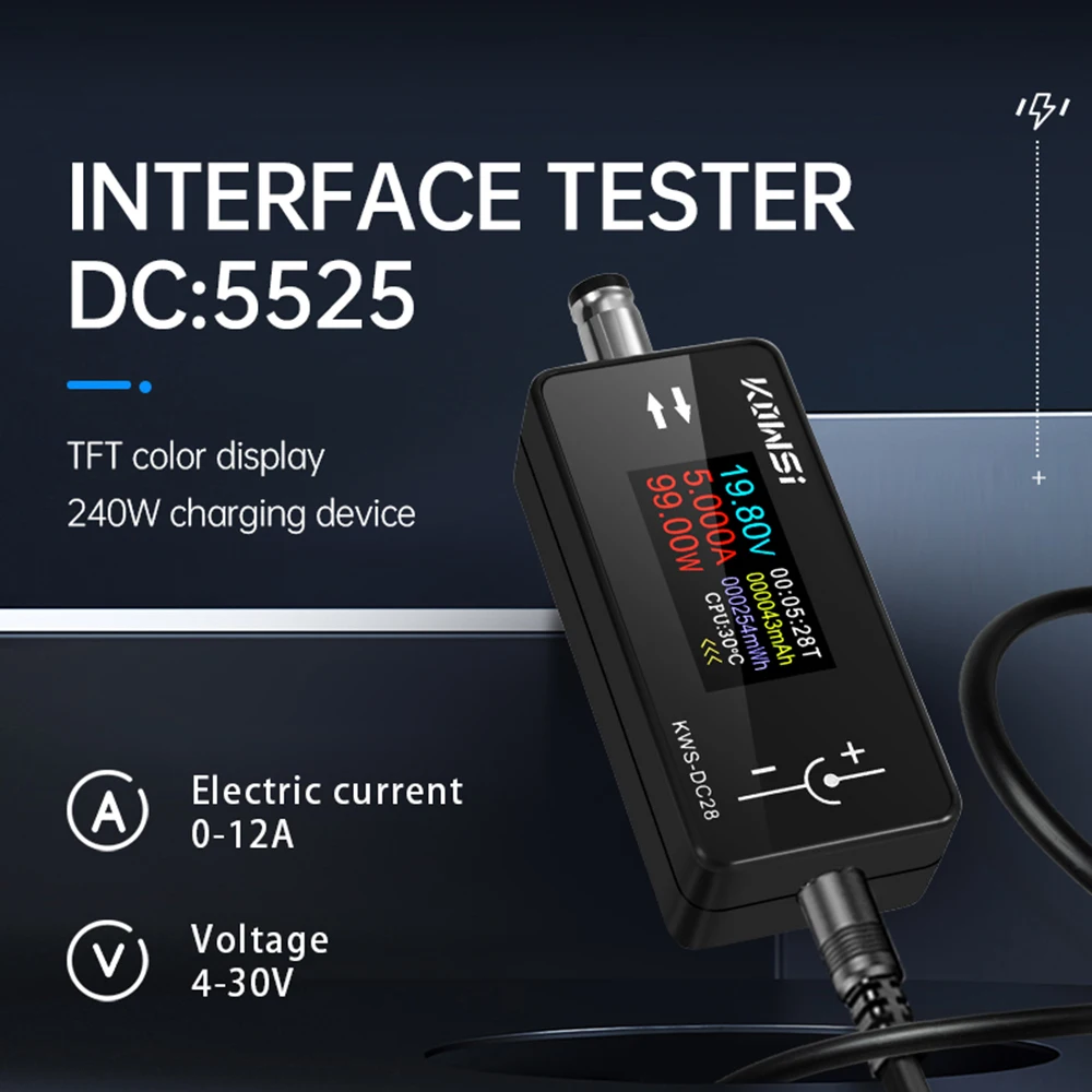 KWS-DC28 0.96 인치 TFT HD 디지털 디스플레이 DC 전압 전류계 전력계 휴대폰 충전 테스터 감지기 전기 기술자 도구