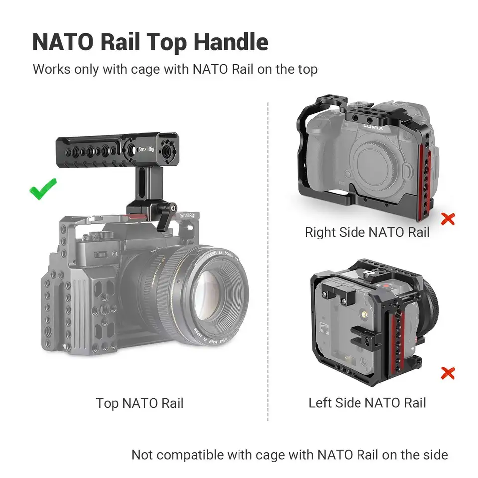 SmallRig トップハンドル nato ウッドハンドル SmallRig トップハンドル ナットハンドル コールドシュー付き