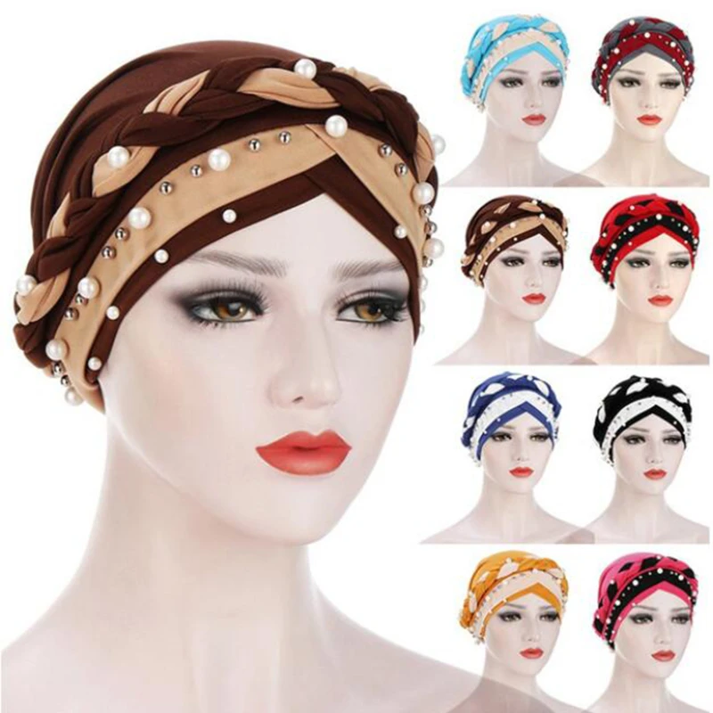 

Head Scarf for Muslim Women Solid Cotton Turban Bonnet Hijab Caps White Pearl Inner Hijabs Femme Musulman Arab Wrap Turbantes