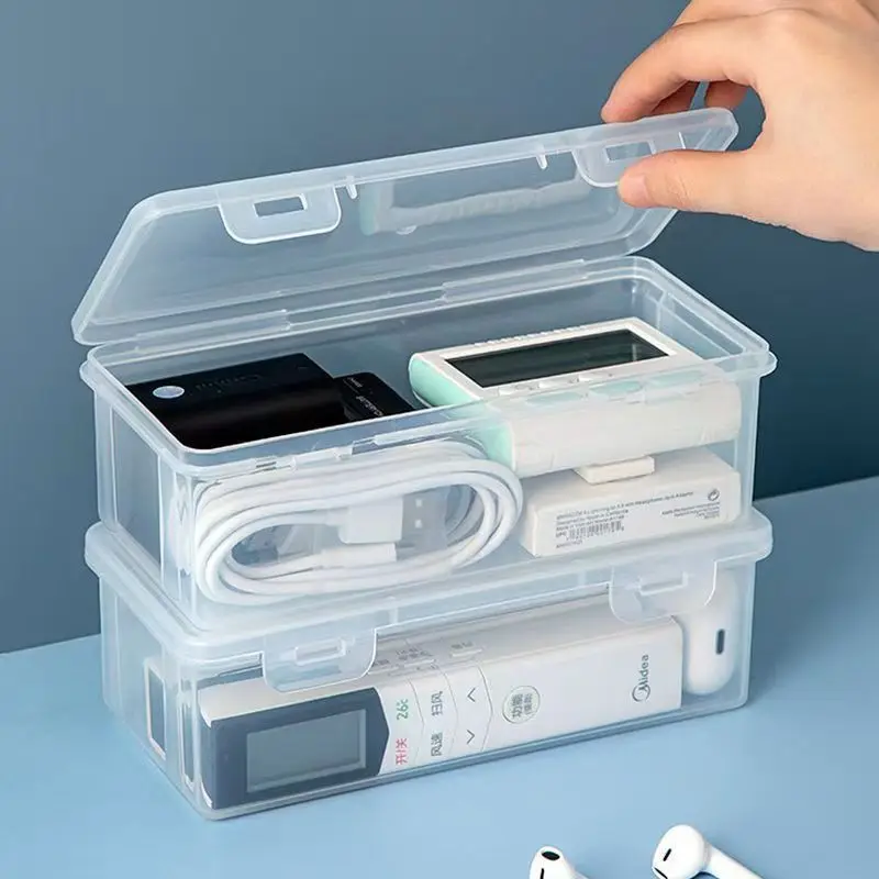 2Pcs/Desktop Storage Box Transparent Plastic Cosmetic Storage Box Student Dormitory Stationery Organizer Box 1