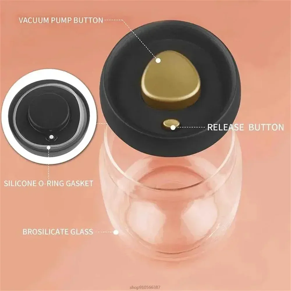 Vacuum Sealed Glass Mason Jars with Lid Coffee Bean Tank Household Food Storage Moisture-proof Air Extraction Airtight Container