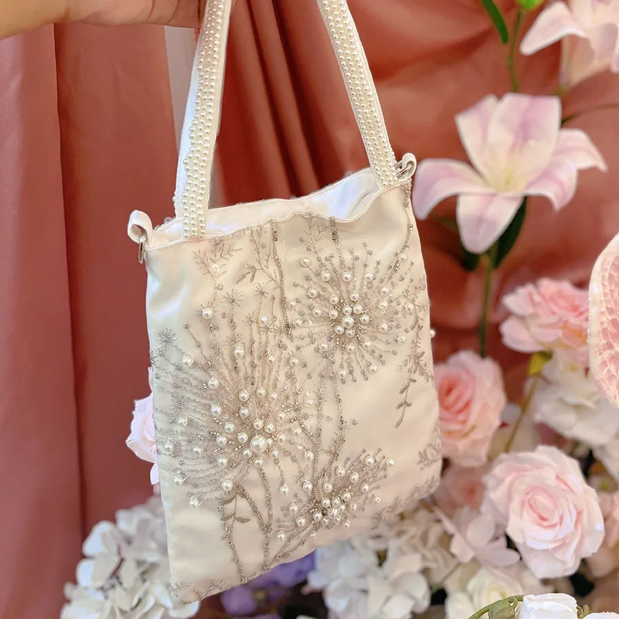 New Pearl Embroidery Style Tote Bag 2025 Fashion Retro Versatile Women's Shoulder Bags Commute Underarm Women's Bag