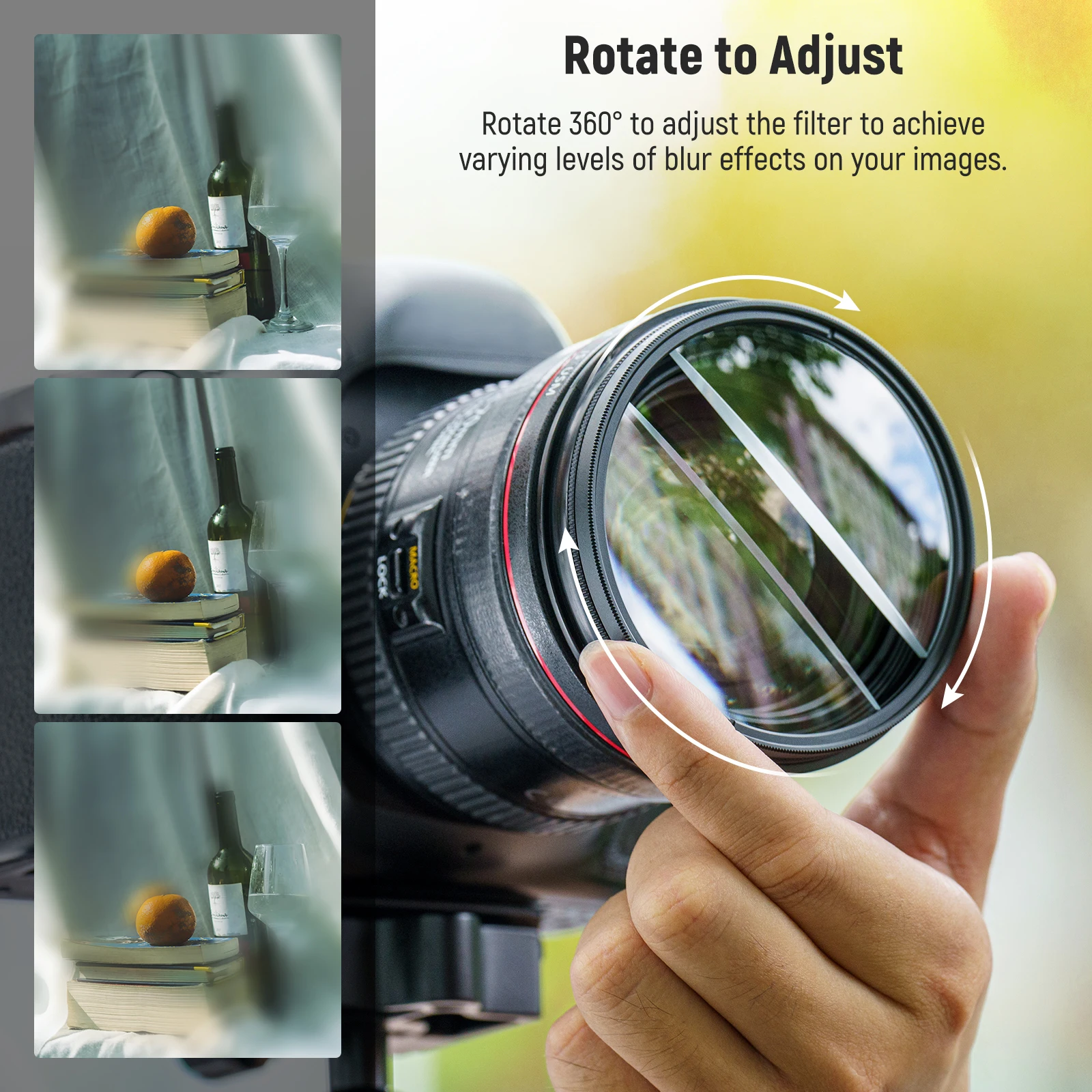 Center Field Split Diopter Effect Filter, Camera Linear Prism K9 Optical Glass F