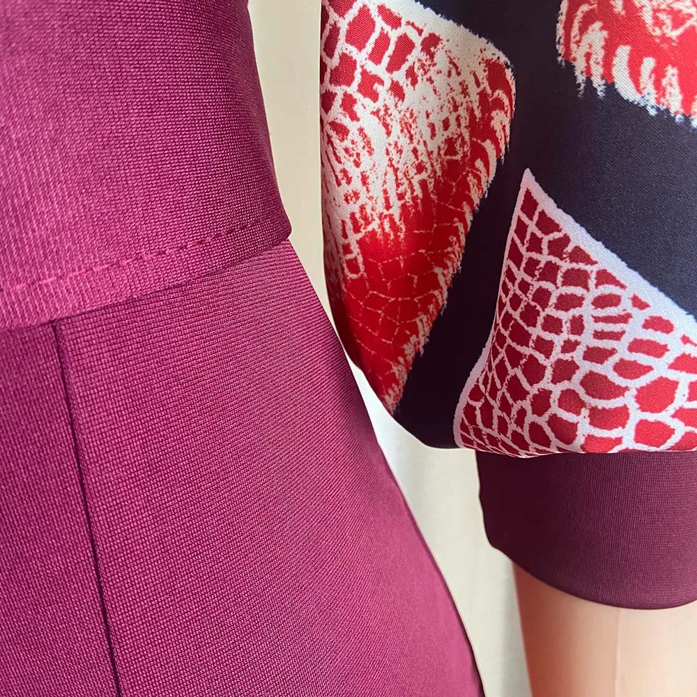 2022 Summer New Hot Sale European And American Style Puff Sleeve Printed Solid Waist Pencil Dress African Dress african fashion style