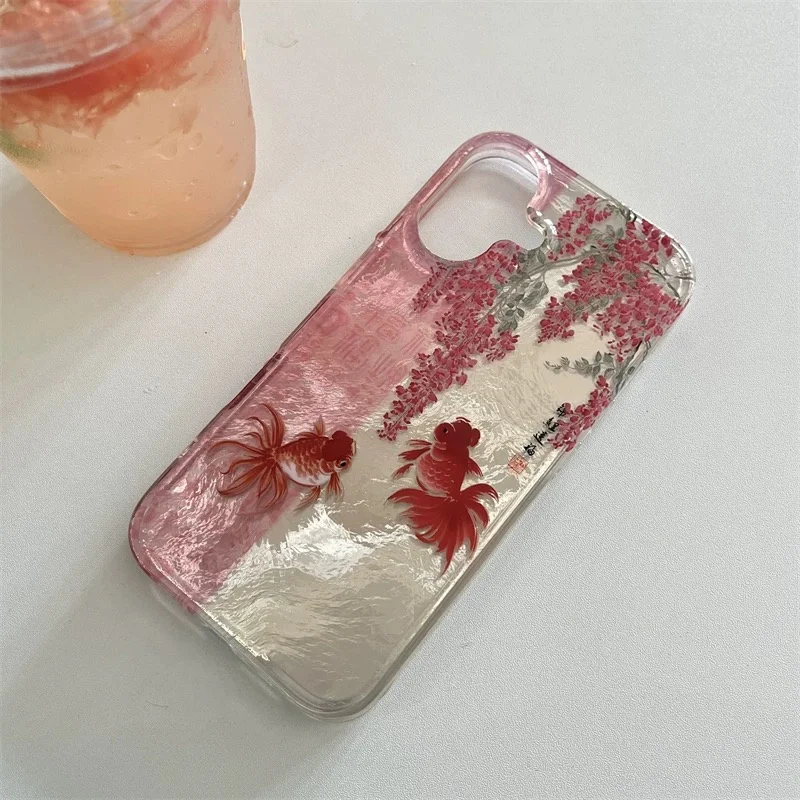 Artistic Calligraphy Floral Koi Design Phone Case