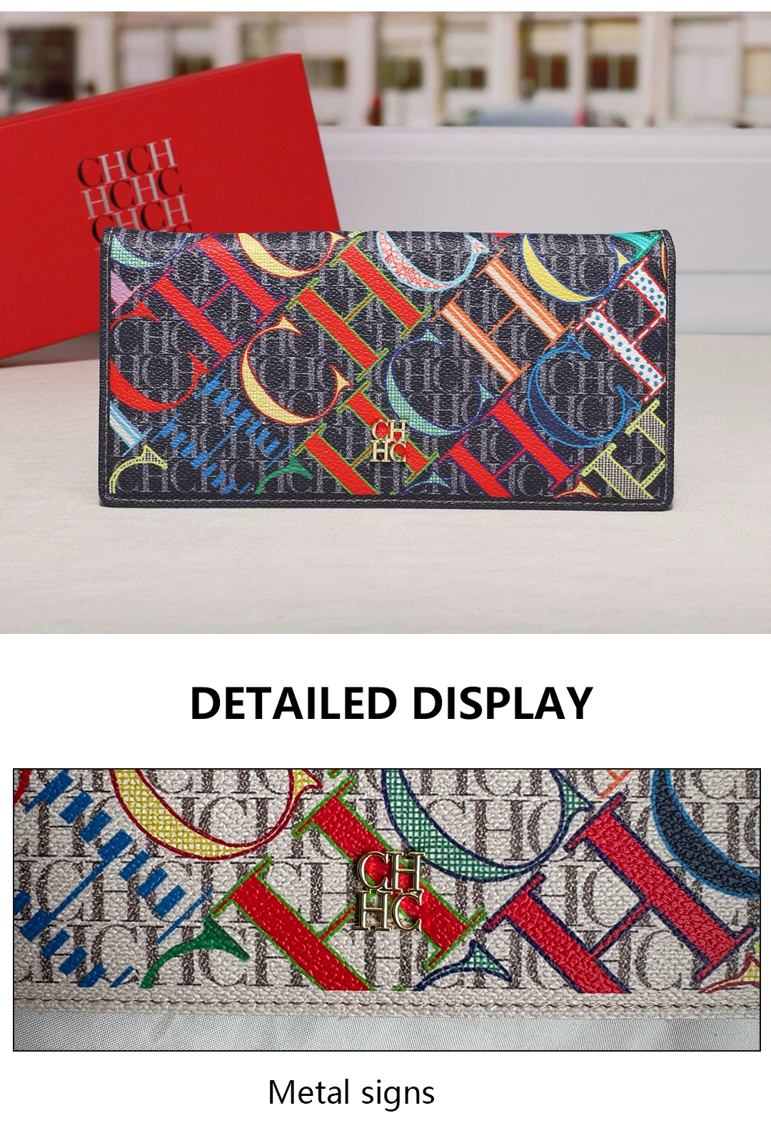 Monogramm-Langbörse mit Goldlogo-Akzent Mehrere Kartenfächer Reißverschluss-Münzfach Druckknopfverschluss Damen-Modeaccessoire – Detail 9