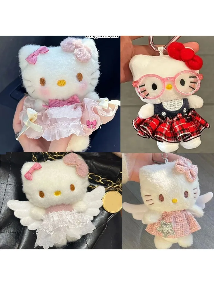 # Sanrio Hello Kitty Peripheral Doll Keychain Cute Fashion Sunglasses Kt Cat Keyring Backpack Plush Toy key chain Birthday Gifts