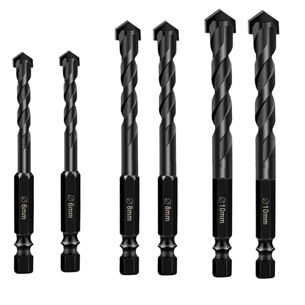 

6Pcs Universal Drilling Tool Efficient Drill Bit 6/8/10mm 92-112mm Multifunctional For Ceramic Concrete Brick Wall Hole Punching
