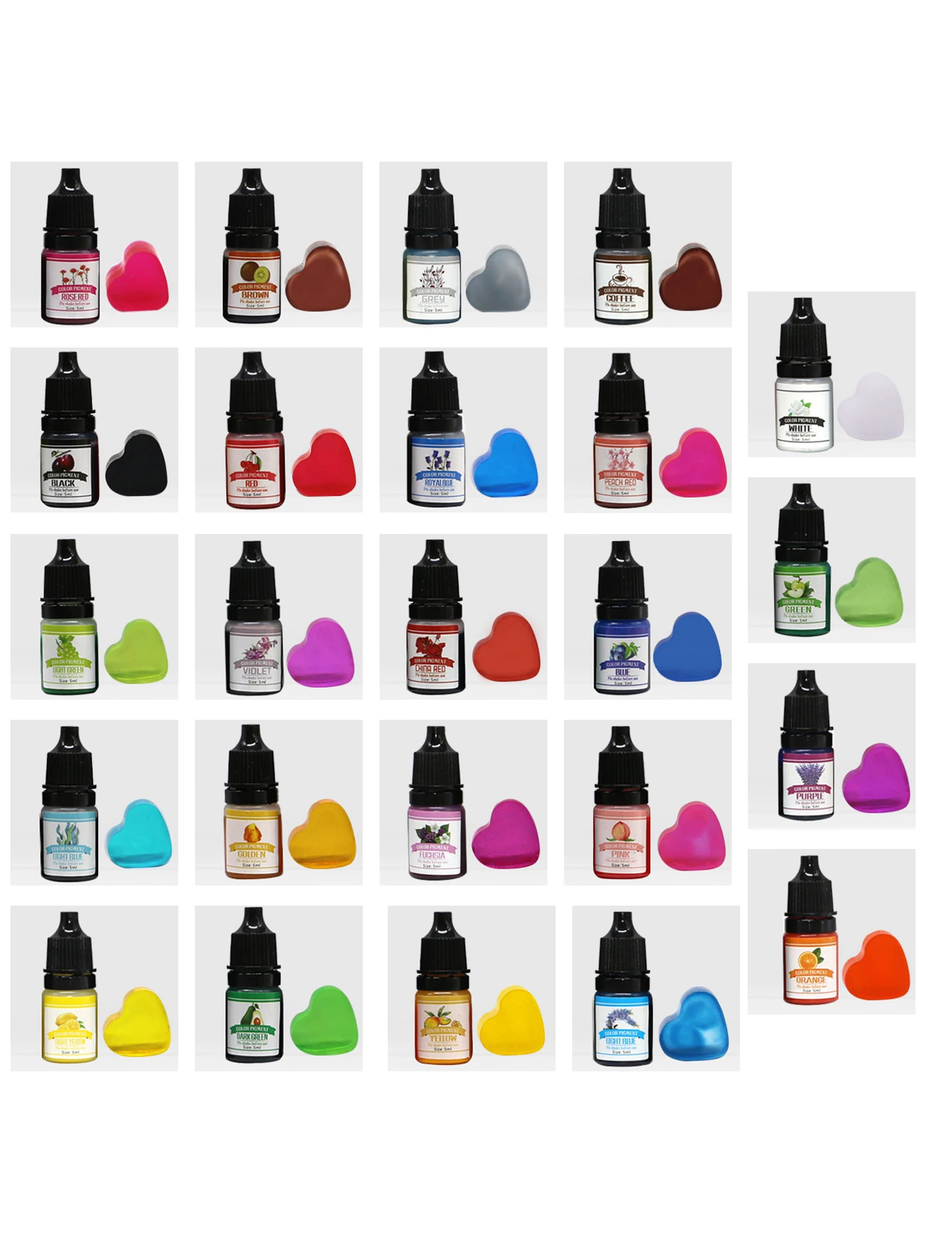 Epoxy Pigment 24 Colors 5ml Epoxy Resin Dye Liquid Resin Colorant for Art Paint Jewellery Crafts Coloring