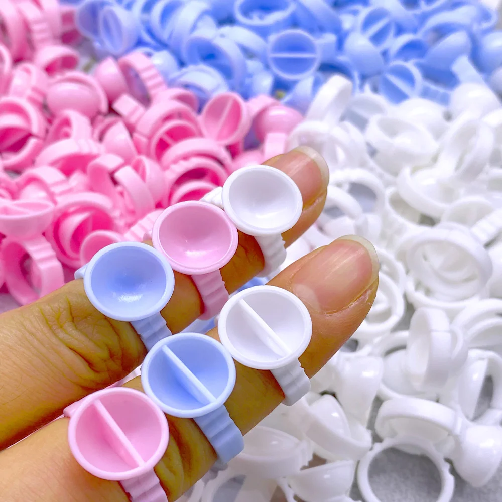 100Pcs Eyelash Glue Fan Cup Rings Wholesale Glue Holder Container Tattoo Pigment Eyelash Extension Tools Lash Supplies