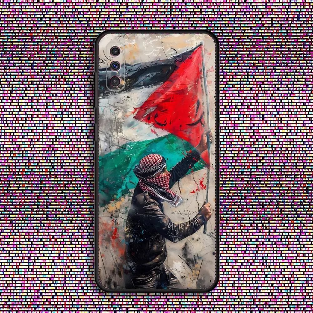 Palestinian Flag Map Black Soft Phone Case