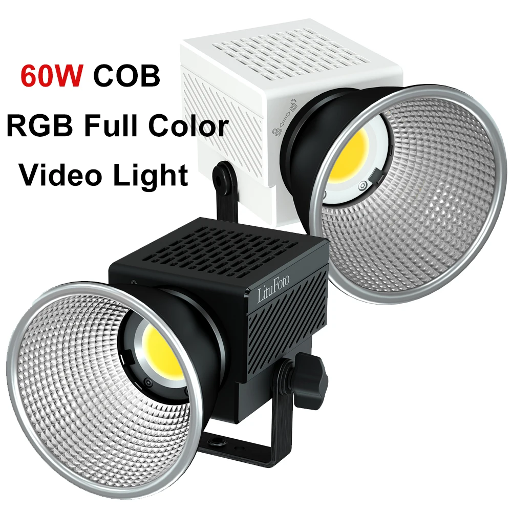 휴대용 COB 비디오 라이트 2700K-7500K 바이 컬러 RGB 필 라이트, 카메라 비디오 사진용 휴대용 소형 스튜디오 라이트, 60W