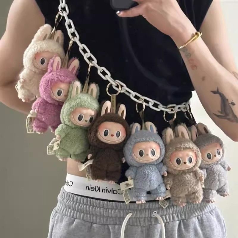 New Labubu Blind Box Have A Seat Series BIG INTO ENERGY Flocking Model Toy  Kawaii Monster 3rd Keychain  Decorations Gift