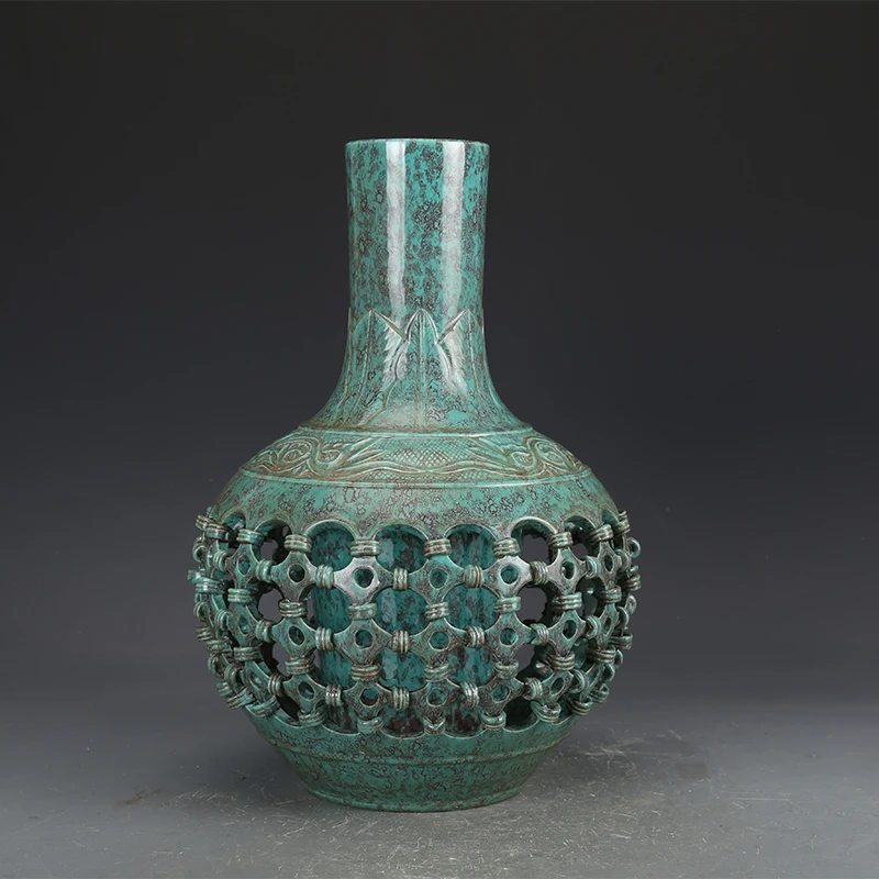 

Qing Qianlong Porcelain Furnace Jun Glaze Hollow Vase Antique Porcelain Vase Porcelain Collection