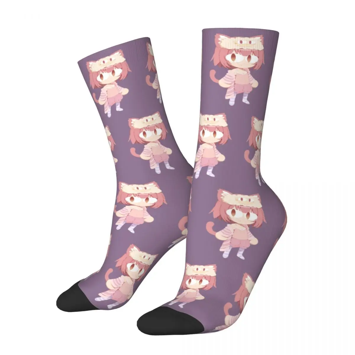 

Harajuku Anime Neco Arc Meme Basketball Socks Polyester Middle Tube Socks for Unisex Sweat Absorbing