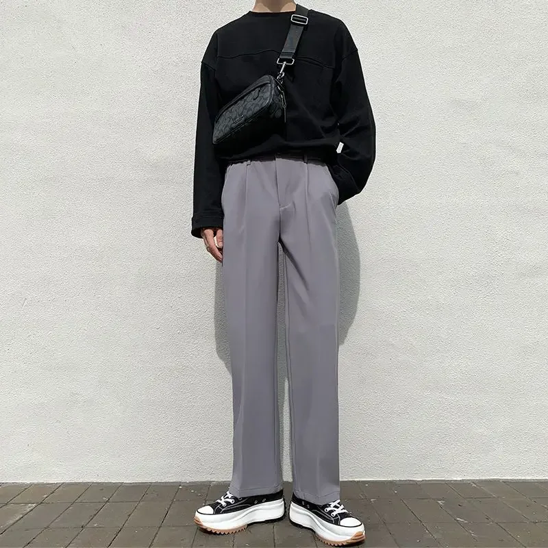 thumbnail image 1 of Pantalones drapeados para hombre, pantalones holgados marrones fluidos para hombre, ropa de oferta, pantalones de estilo coreano baratos, pantalones de diseñador elegantes, 1 of 5