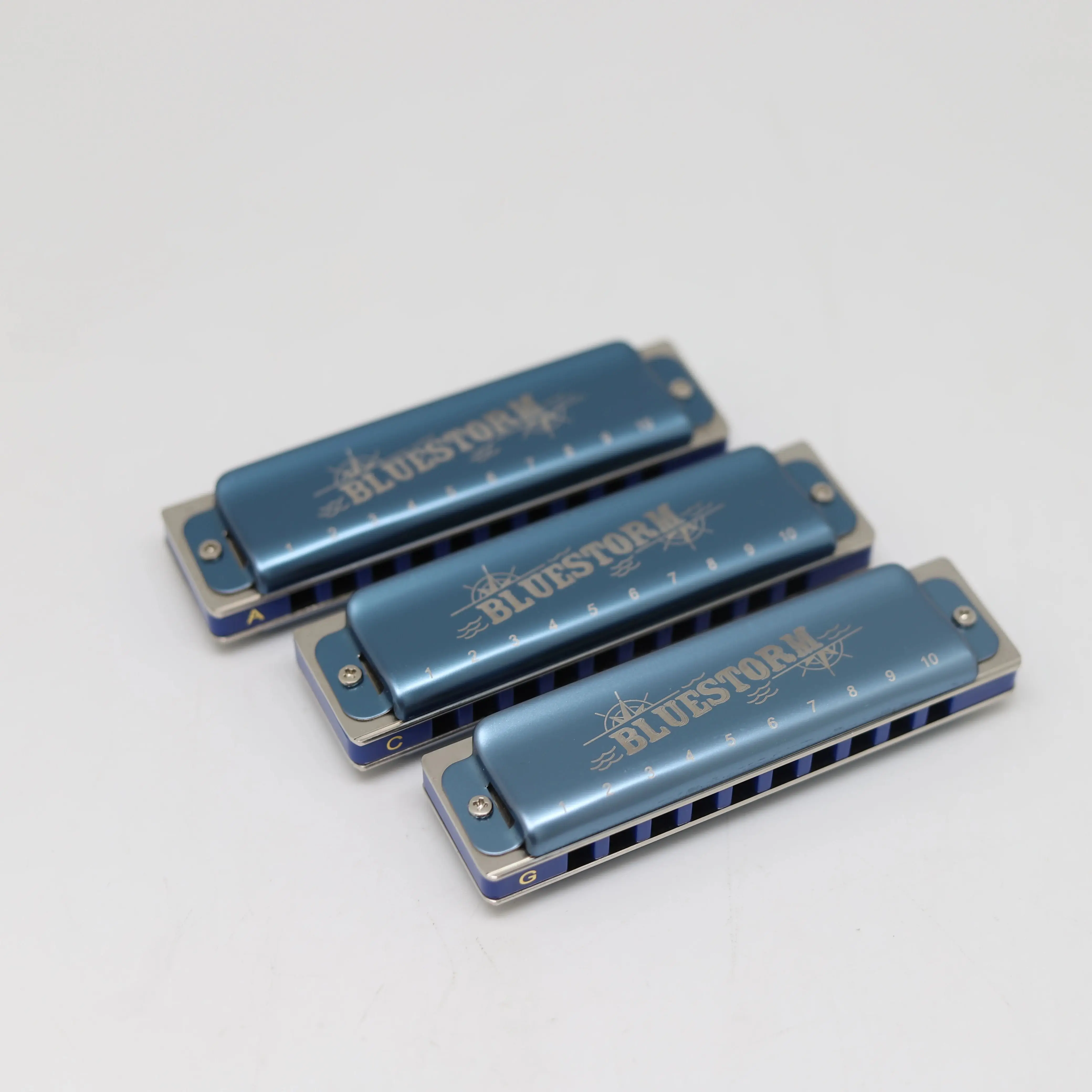Conjurer 10 hole bluestorm harmonia set of 3 keys A C G for professionals beginners with high grade case