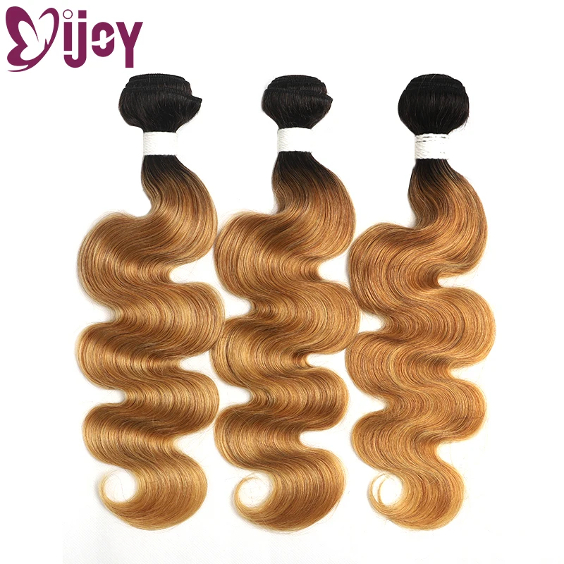 Body Wave Human Hair Bundles With Closure 3/4 Bundles With 4x4 Closure Ombre Honey Blonde Brazilian Remy Hair Bundles IJOY