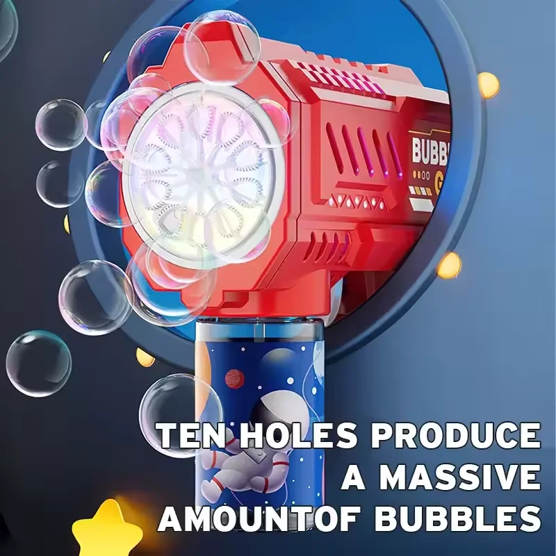 Bubble Gun 2025 Automatic Rocket Bubbles Machine Automatic Blower with Bubble Liquid Kids Beach Outdoor Gifts