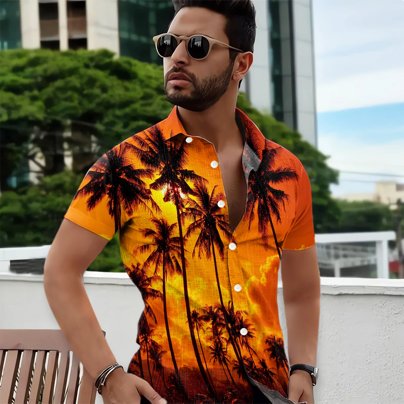 

CLOOCL Tropical Rainforest Pattern Print Shirt for Summer Wear Short Sleeve Shirt Hawaiian Male Clothes for Beach Vacation