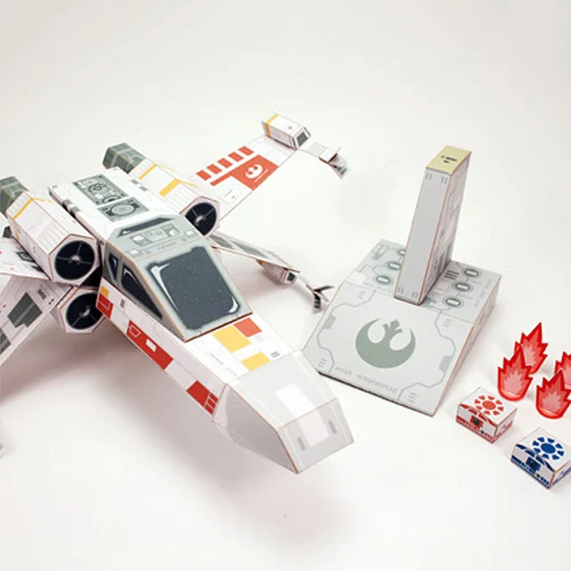 X-WING Fighter Red Paper Model Mini 3D Cube Figure Papercraft DIY Kids Adult Origami Art Handmade Craft Toys FC-014 3