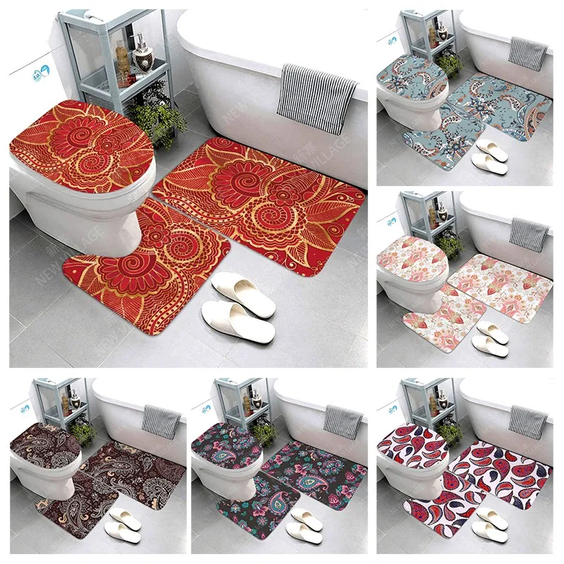 

Mandala Anti-slip Bath Mats Bathroom Shower Mat Decor Absorbent Foot Mat Entrance Bathtub toilet rug Morocco vintage Persia boho