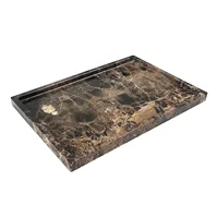 Real Natural Marble Tray Genuine Brown Marble Stone Storage Tray for Dresser/Vanity/Bathroom (Coffee Net, 12" x 8") 1