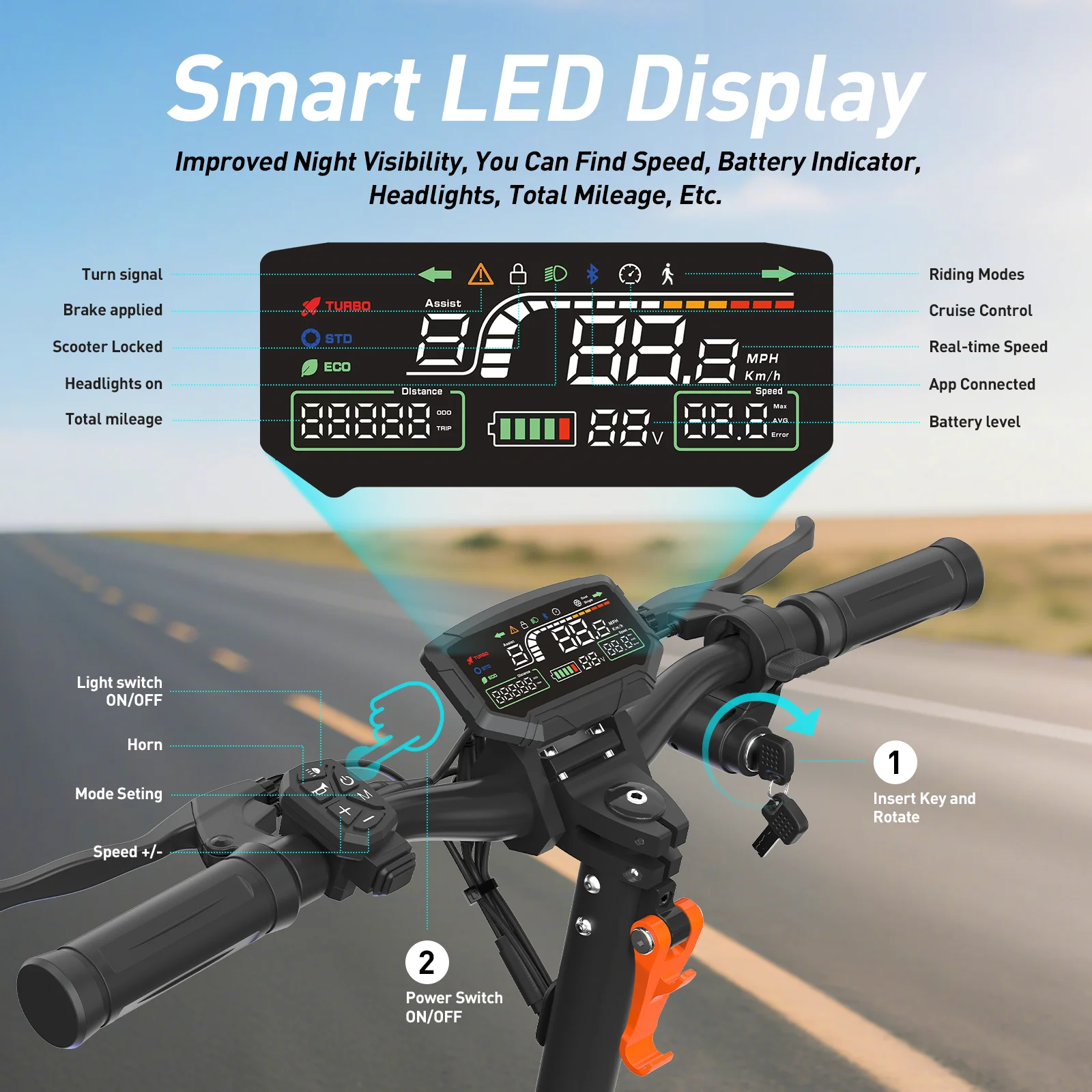 Gros plan sur le moteur et la roue arrière de la trottinette