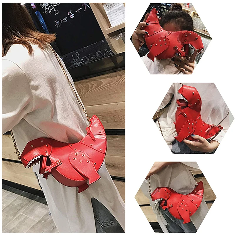 Dinosaur Design Rivets Women's Purses and Handbags Shoulder Chain Bag Designer Small  Crossbody Bag Female Clutch Bag Pu Leather 5