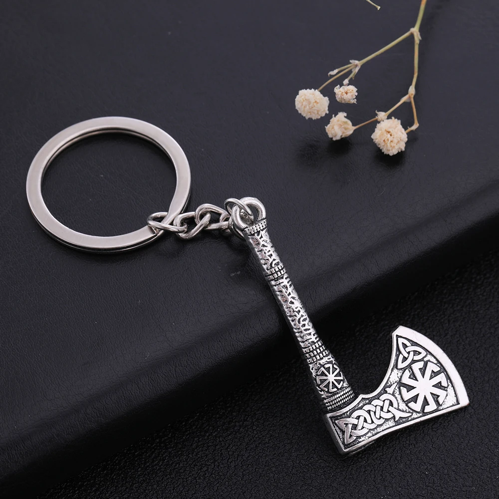 Dreamtimes Viking Axe Pendant Keychain Stainless Steel Men's Celtic Rune Vintage Protector Jewelry Gift Wholesale