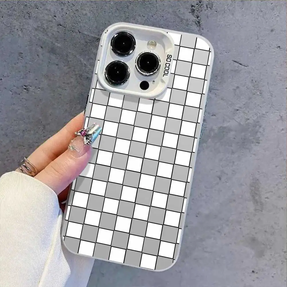 Cute Cartoon Soft Silicone Phone Cover with Silver IMD Grid Design