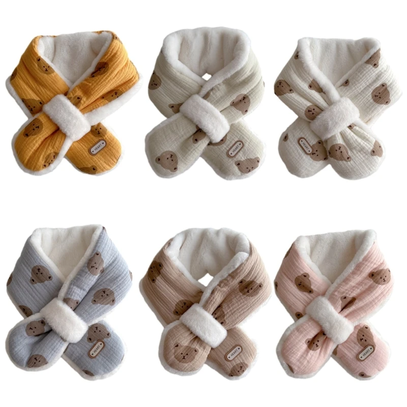 

Unisex Cartoon Bear Pattern Long Muffler Plush Baby Neckerchief Essential