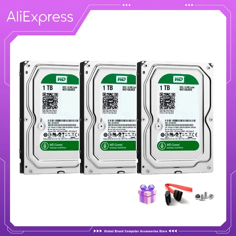 Internal Hard Drive Hard Drive Western Digital WD Green 6TB 4TB 3TB 2TB 1TB 500GB 3.5-inch Internal Hard Drive IntelliPower SATAIII 6.0Gb/S 64MB Cache 5400RPM