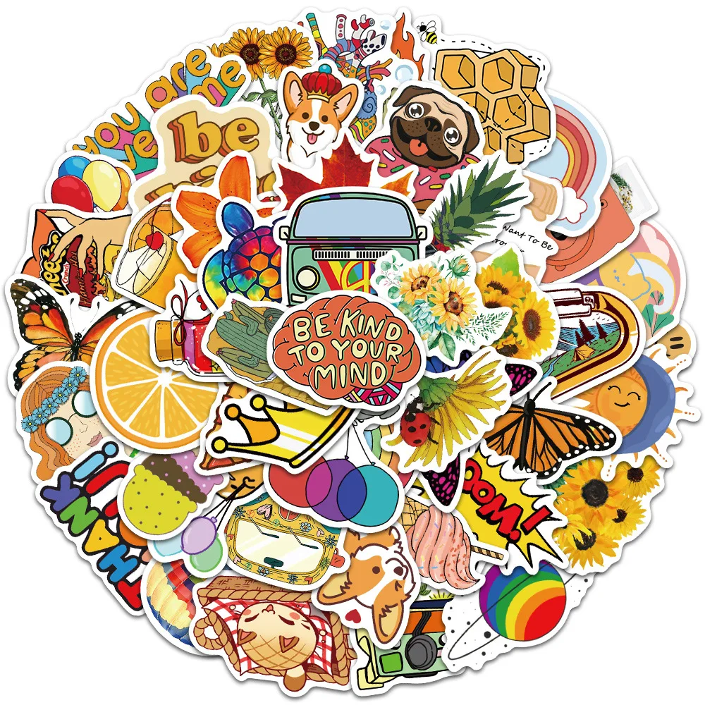 

10/30/50PCS Color small fresh pvc Stickers DIY Bike Travel Luggage Guitar Laptop Waterproof Cool Graffiti Sticker Decals Kid Toy