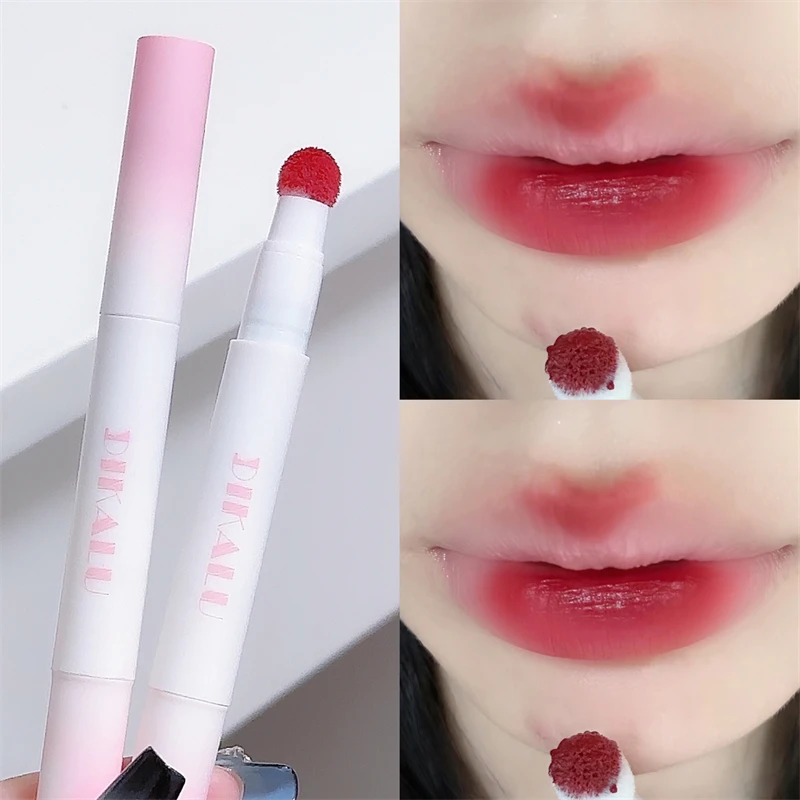 DIKALU Lip Powder Cream Air Cushion Lip Cream Matte Lip Glaze Mouth Red Lip Mud Non-fading Non-stick Cup Feminine White Brick Re 5