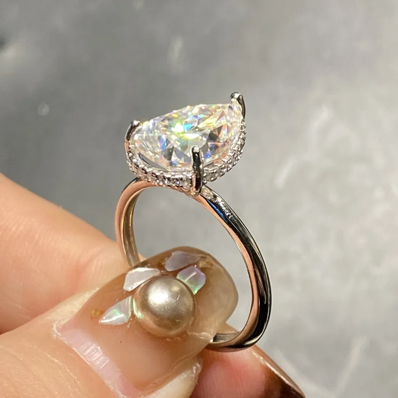 

Brilliant 5ct Large Grain Pear Shape Moissanite Ring High Toto Design Elegant Fashion Engagement High Jewelry Diamonds