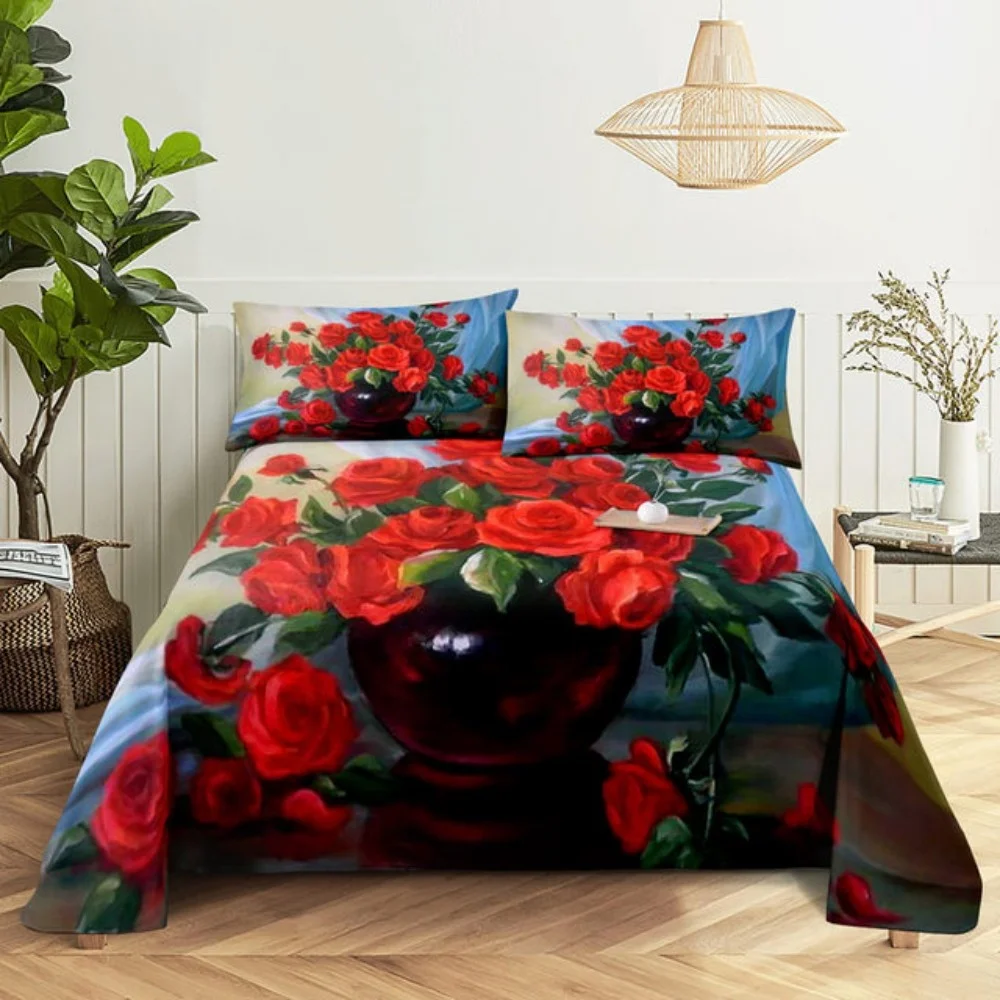 Everdean Floreale Rosa Cipria Set Copripiumino Doppio Lusso Biancheria da Letto 5027491263726