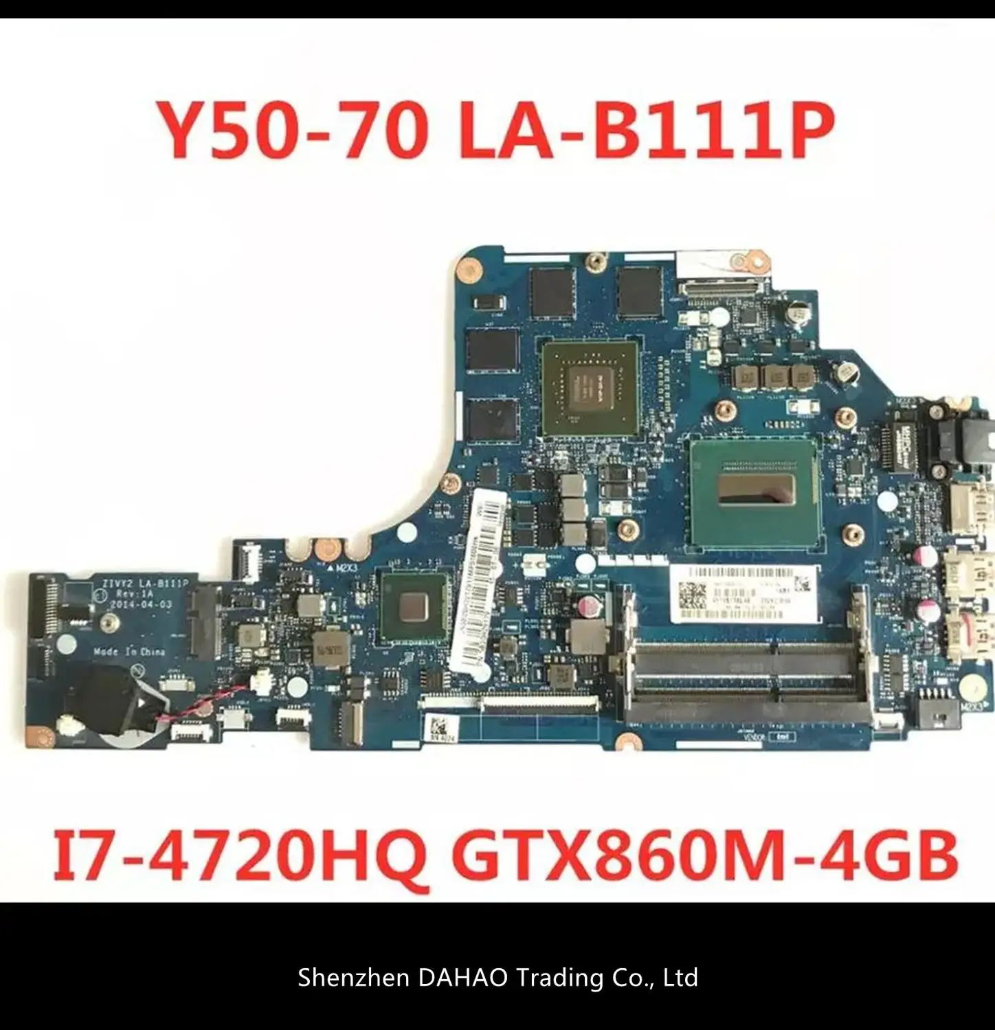 

Материнская плата для ноутбука ZIVY2 для Lenovo Y50 Y50P, системная плата с фотоэлементами/4710HQ, диагональ 100%, протестировано