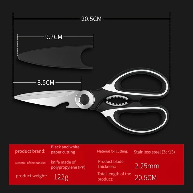 Tijeras de cocina multifuncionales para el hogar, tijeras de acero inoxidable para cortar pescado y carne - Imagen 4